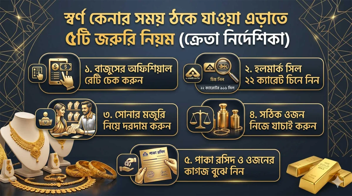 স্বর্ণ কেনার সময় ঠকে যাওয়া এড়াতে ৫টি জরুরি নিয়ম (ক্রেতা নির্দেশিকা)