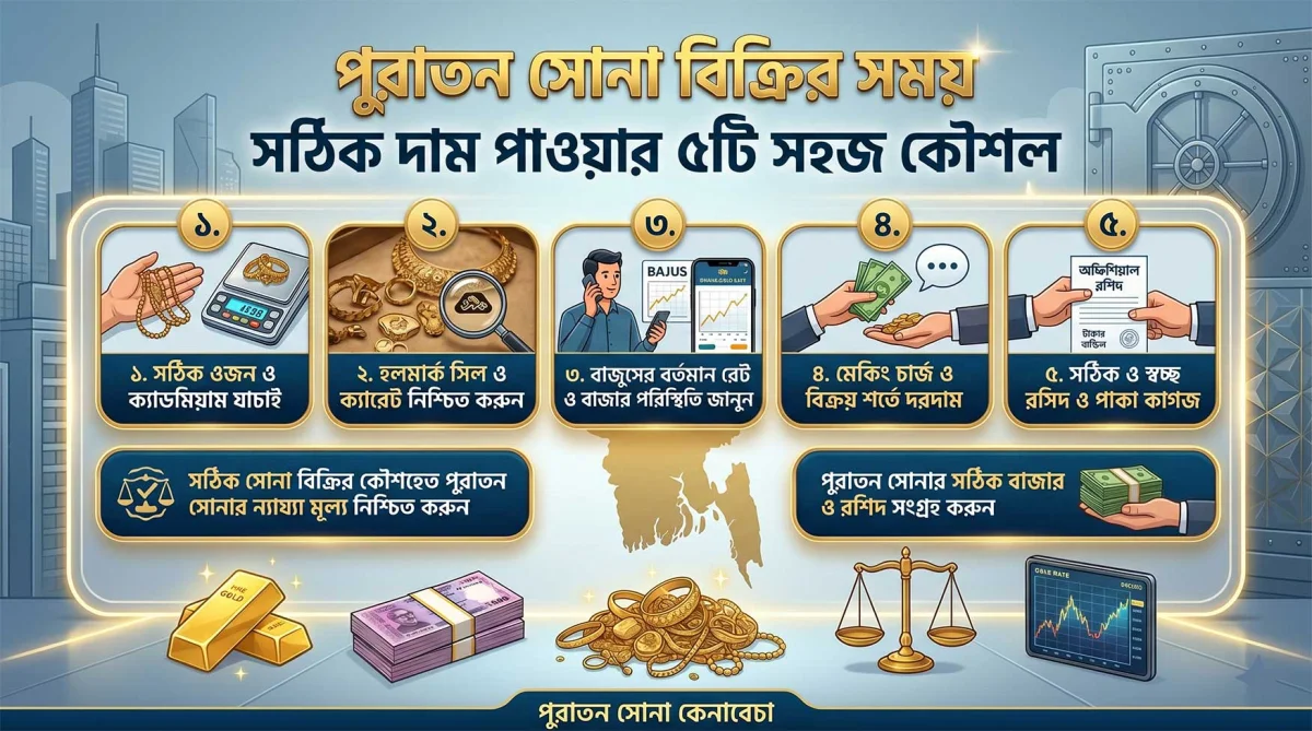 পুরাতন সোনা বিক্রির সময় সঠিক দাম পাওয়ার ৫টি সহজ কৌশল