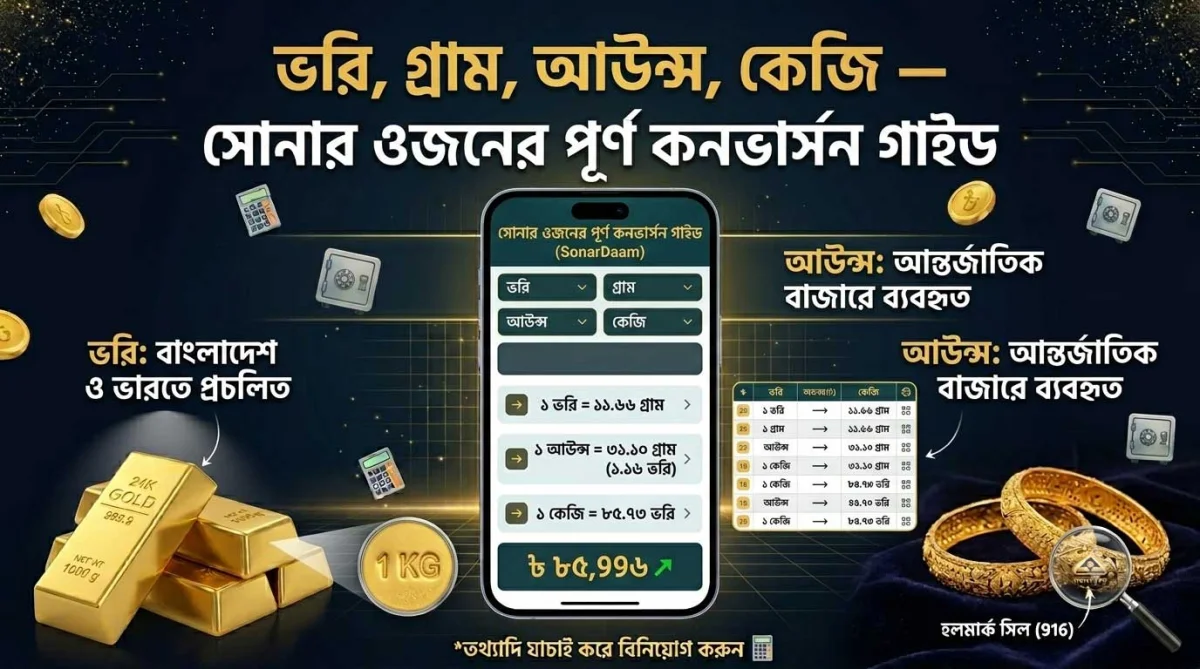 ভরি, গ্রাম, আউন্স, কেজি — সোনার ওজনের পূর্ণ কনভার্সন গাইড
